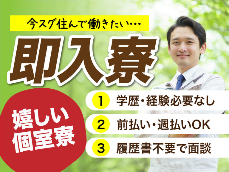 自動車内装の樹脂成形オペレーター／月収30万円可・寮費無料