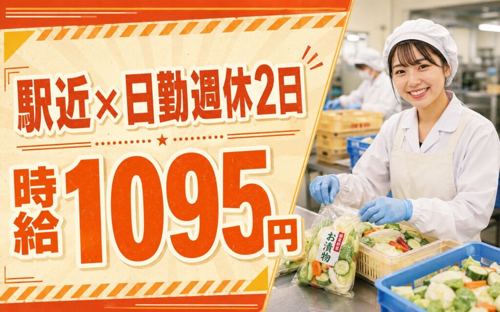 JR発寒中央駅エリア×日勤週休2日！漬物用野菜の加工・袋詰め／時給1095円・札幌西区