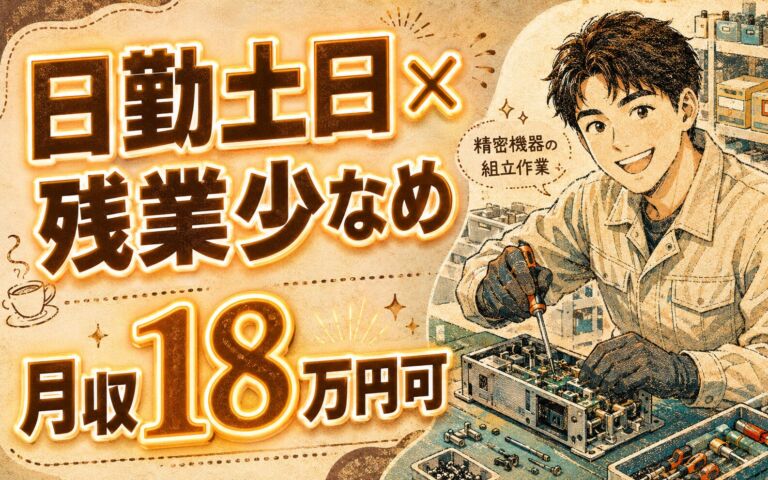 日勤土日休み×残業少なめ！精密機器の組立作業／時給1150円・月収18万円可・岩手北上