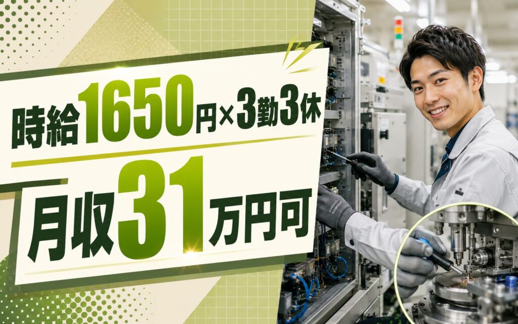 経験者歓迎×個室寮無料×時給1650円！半導体生産設備の保守・保全／月収31万円可・山形鶴岡・3勤3休