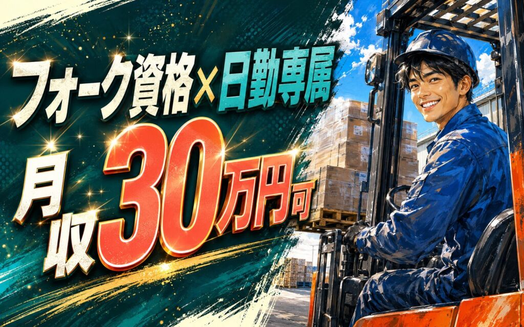 無期雇用×個室寮無料×フォーク資格活かす！屋外ピッキング/段積み(日勤専属)！月収30万円可・栃木那珂川町
