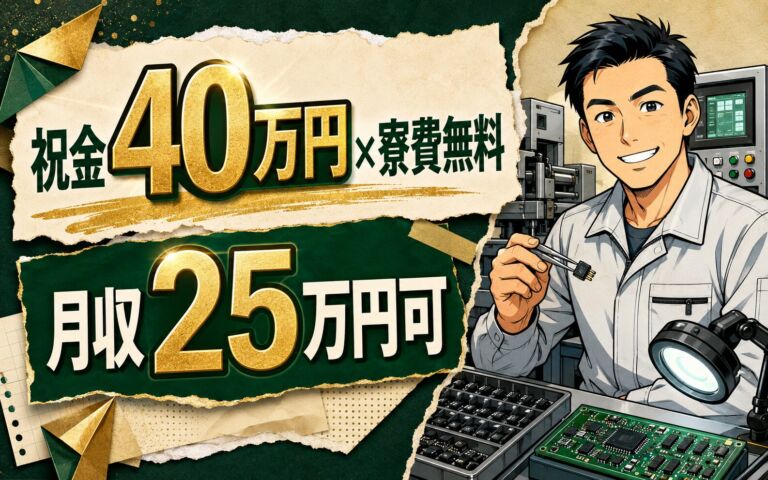 祝金40万円×個室寮無料×時給1300円！電子部品の機械オペ・検査／月収25万円可・新潟長岡・男女活躍
