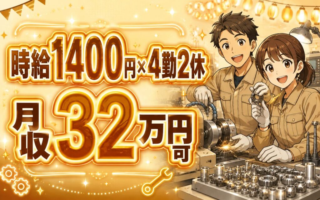 個室寮無料×時給1400円×2交替4勤2休！精密部品の研磨マシンオペ／月収32万円可・新潟上越・男女活躍