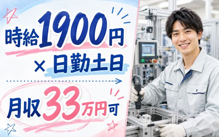 経験者歓迎×時給1900円×日勤土日祝！自動生産設備の組立業務／月収33万円可・石川金沢・男性活躍