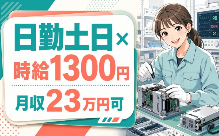経験者歓迎×時給1300円×日勤土日祝！半導体装置・医療機器モニターの組立／月収23万円可・富山高岡