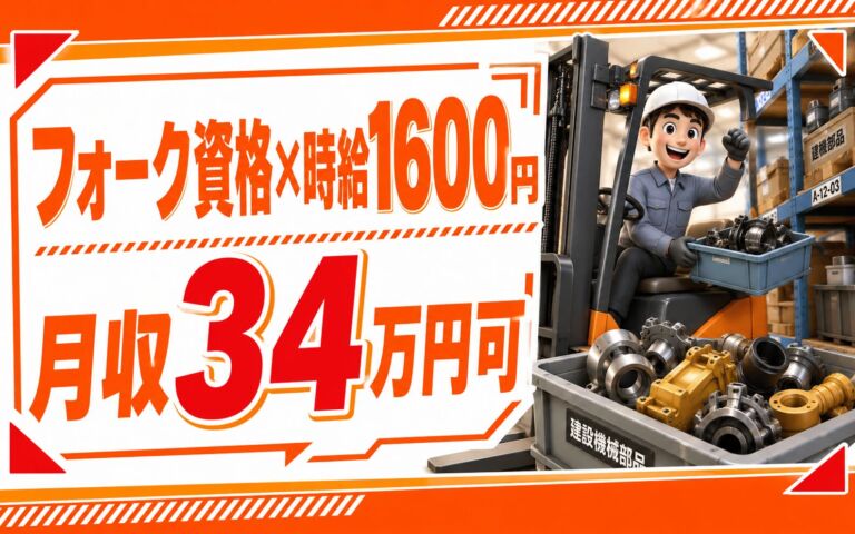 個室寮無料×時給1600円×フォーク資格！建設機械のピッキング／月収34万円可・茨城龍ヶ崎・男女活躍