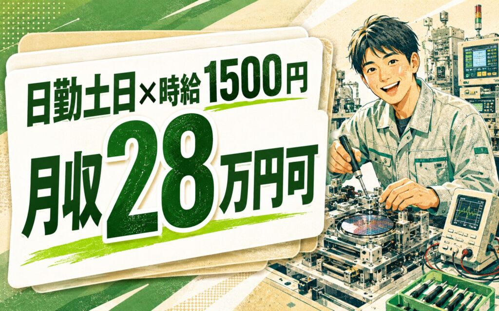 時給1500円×日勤土日祝休み！半導体製造装置の組立・調整・検査／月収28万円可・茨城土浦・男性活躍