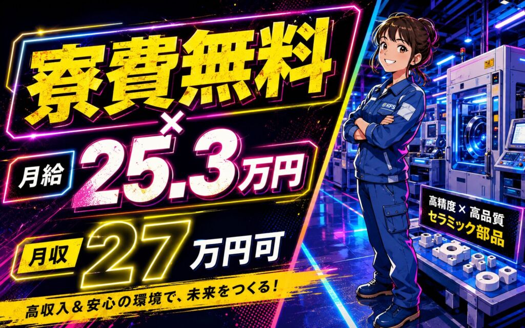 個室寮無料×月給25.3万円×2交替！半導体装置用セラミック精密部品／月収27万円可・神奈川茅ヶ崎・男女活躍