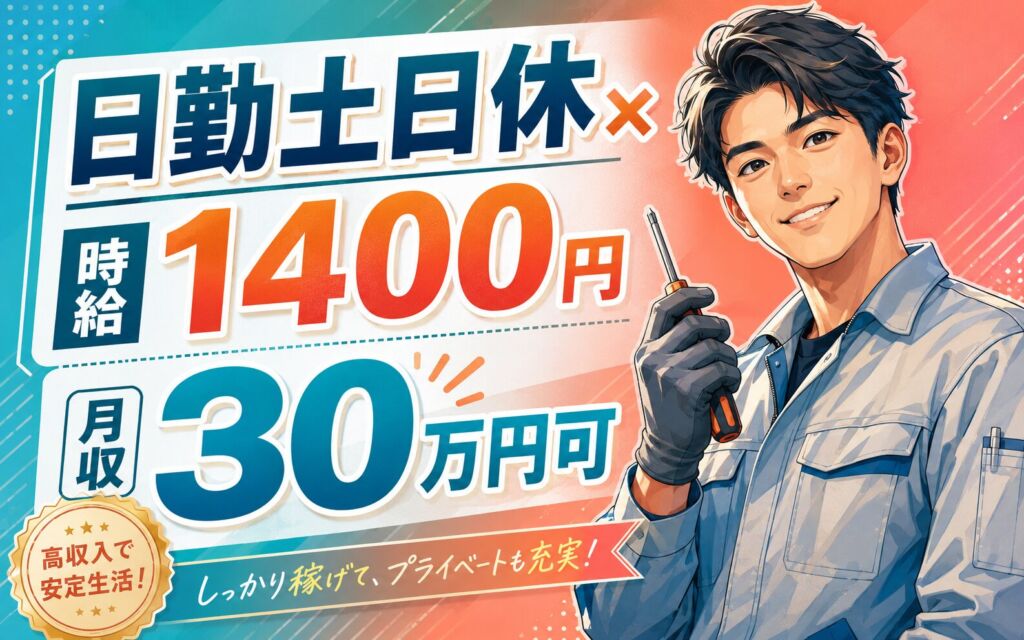 時給1400円×日勤土日休み！マウンターのメカ組立・電気配線／月収30万円可・静岡浜松・男性活躍