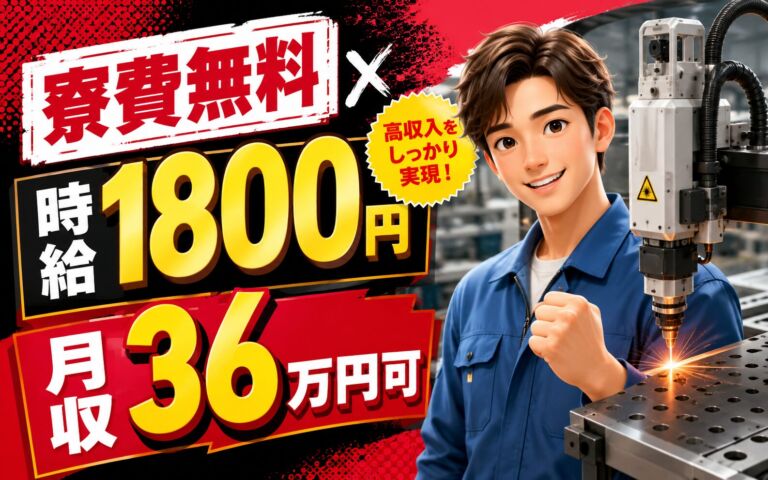 個室寮無料×送迎×時給1800円×2交替！レーザー穴あけ機の製造／月収36万円可・静岡御殿場・男性活躍
