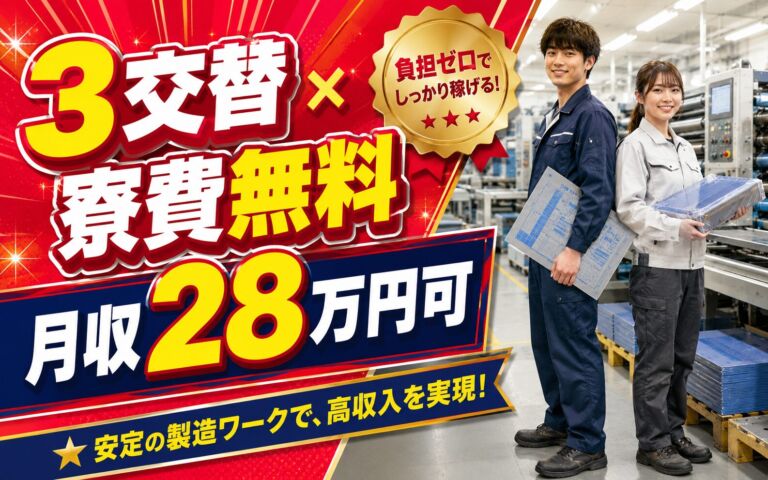 男女活躍×3交替×寮費無料！印刷用刷版の製造・加工・包装／月収28万円可・静岡吉田