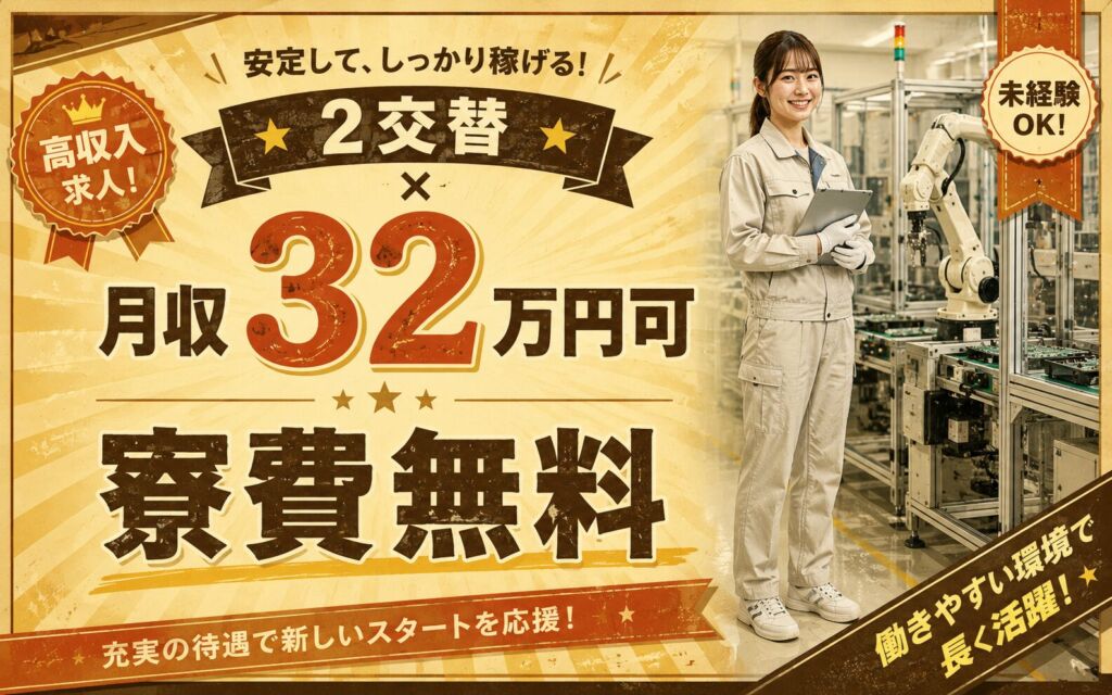 2交替×月収32万円可×寮費無料！産業用ロボット部品・精密半導体の製造／長野安曇野