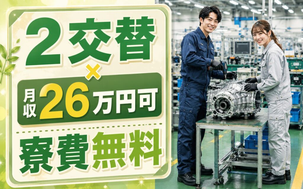 2交替×月収26万円可×寮費無料！トランスミッションの組立・加工・検査／岐阜瑞浪