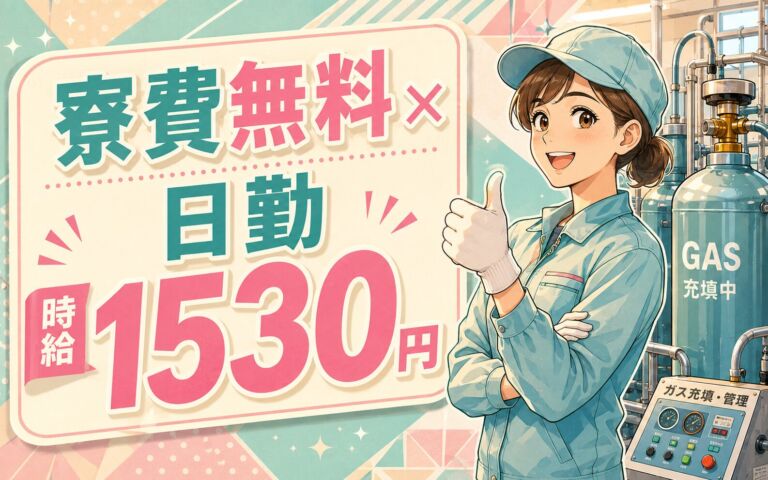 個室寮無料×時給1530円×日勤！ガス充填・管理／月収25万円可・三重四日市・女性活躍