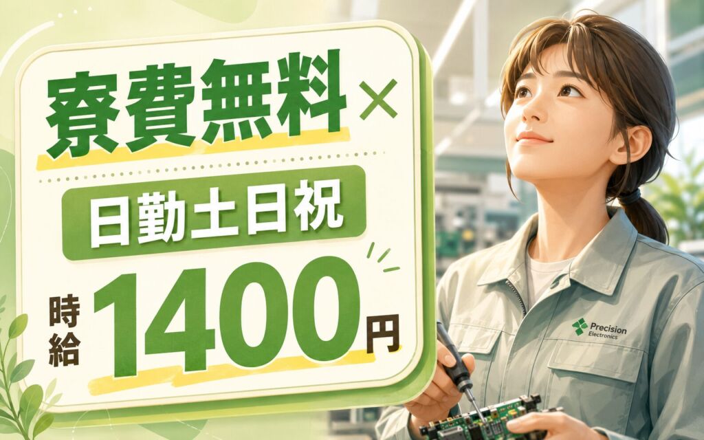 個室寮無料×時給1400円×日勤土日祝！カーナビゲーション部品の組立／月収24万円可・三重松阪・男女活躍