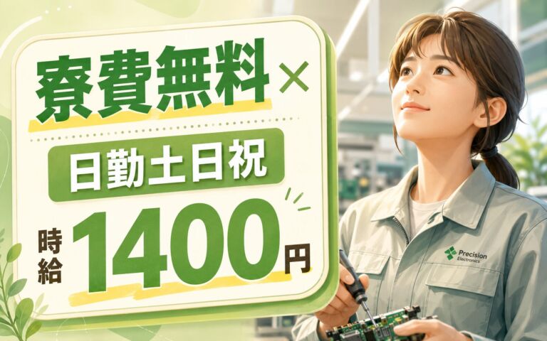 個室寮無料×時給1400円×日勤土日祝！カーナビゲーション部品の組立／月収24万円可・三重松阪・男女活躍