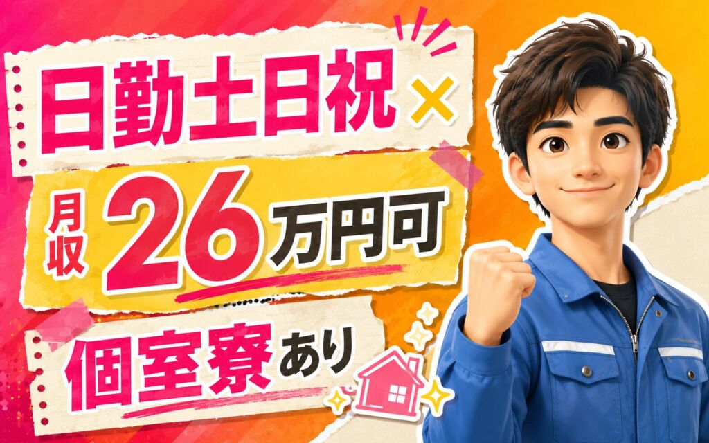 日勤土日祝×月収26万円可×個室寮！自動車用鉛蓄電池の製造／京都福知山・男女活躍