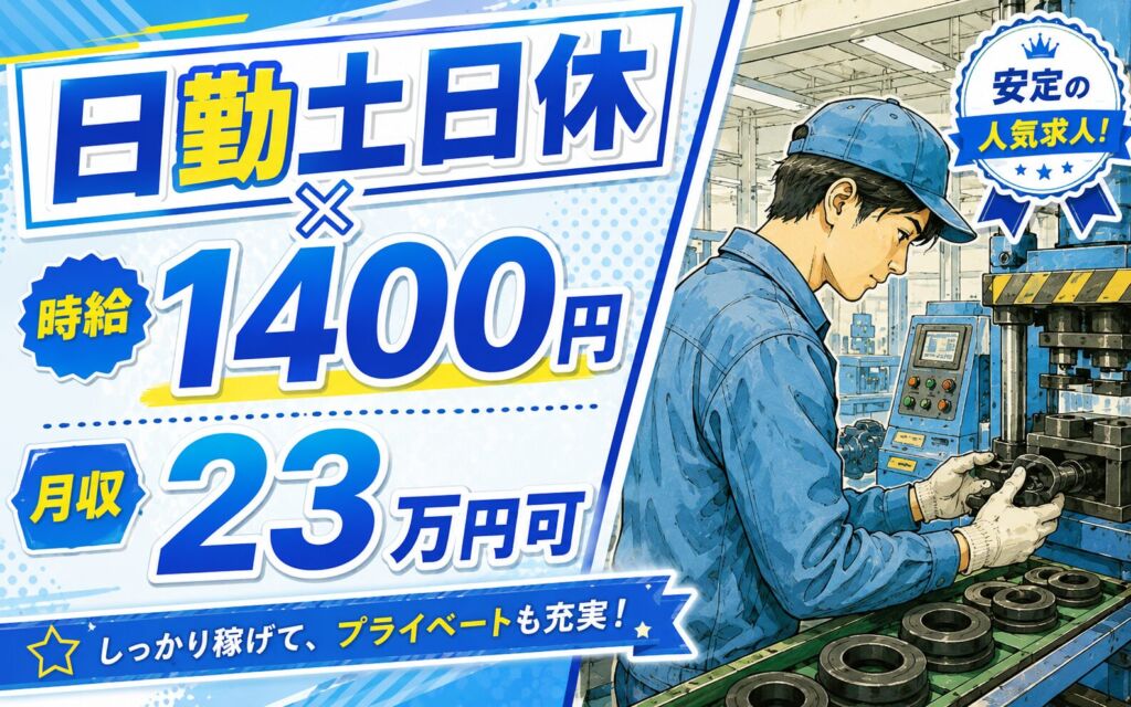 時給1400円×日勤土日休み！ゴム製品の製造／月収23万円可・兵庫西脇・男性活躍