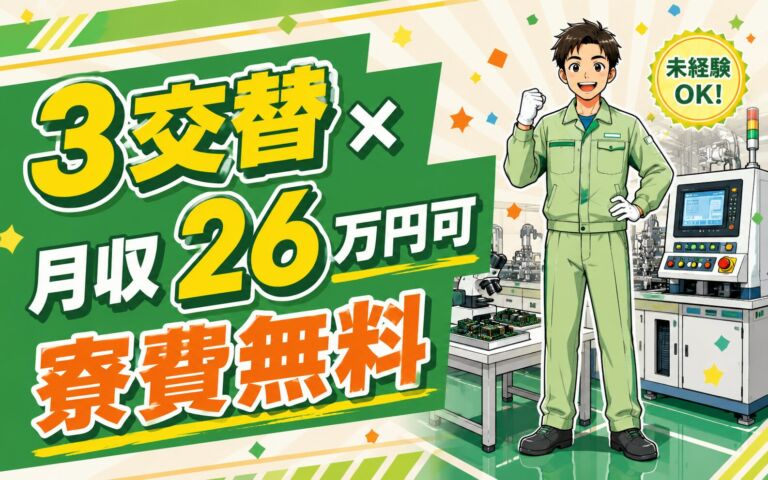 3交替×月収26万円可×寮費無料！精密機器の製造・検査・マシンOP／福岡直方・男性活躍