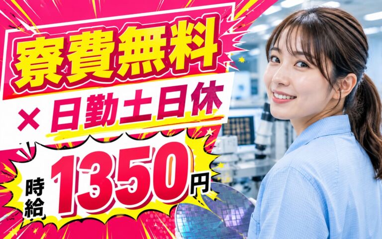 個室寮無料×時給1350円×日勤土日休み！半導体製品の製造・検査／月収27万円可・大分豊後高田・女性活躍