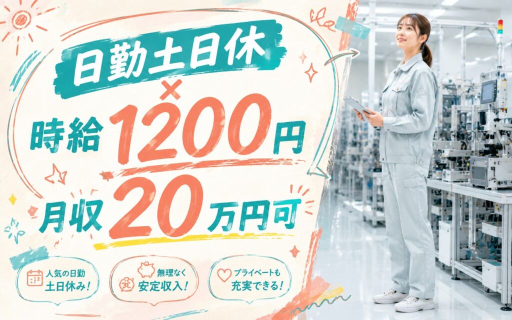 時給1200円×日勤土日休み！半導体装置の組立・検査（通勤者枠）／月収20万円可・佐賀鳥栖・男女活躍