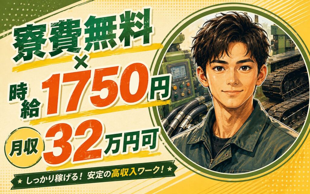 個室寮無料×時給1750円×3交替！自動車用ホース・ゴムクローラーの製造／月収32万円可・熊本玉名・男性活躍
