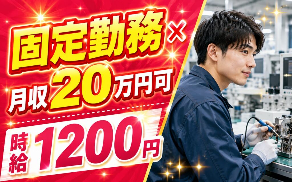 固定勤務×月収20万円可×時給1200円！半導体製造装置部品の組立・はんだ付け／熊本阿蘇・男女活躍