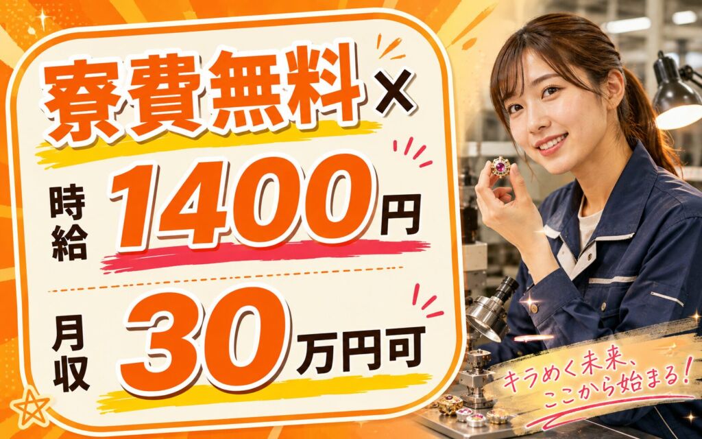 個室寮無料×時給1400円！精密宝石部品の製造・加工（山田工場）／月収30万円可・湯沢