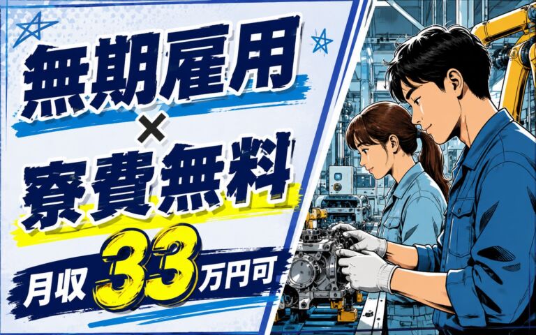 無期雇用×個室寮無料×大手自動車×矢島工場！製造業務／月収33万円可・群馬太田市