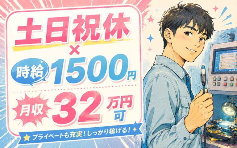 土日祝休み×メリハリ生活！光ファイバーコードの機械OP・検査／時給1500円・月収32万円可・2交替・行田