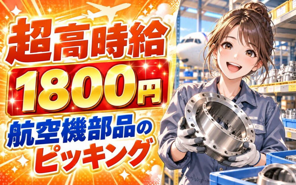 超高時給1800円×航空機部品のピッキング×大手重工！日勤土日・月収34万・小牧