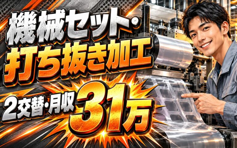 フィルム材料加工/検査/梱包×大手電子部品！機械セット・打ち抜き／2交替・月収31万・亀山