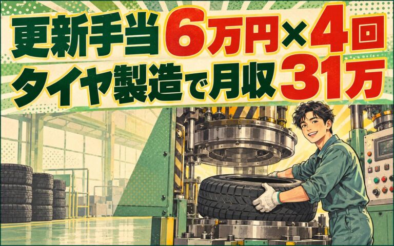 更新手当6万×4回×タイヤ機械OP×大手タイヤメーカー！成型・熱加工／2交替・月収31万・伊勢