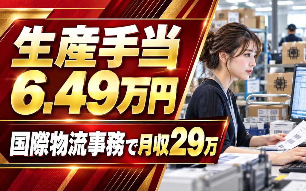 月給20万+生産手当6.49万×製造社員×半導体メモリ国際物流事務！2交替・月収29万・四日市