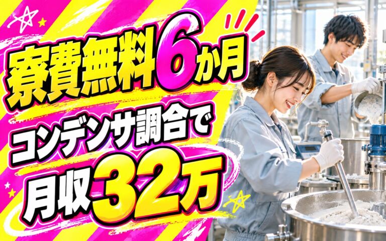 寮費無料6か月+昇給1500円×セラミックコンデンサ調合×大手電子部品！2交替・月収32万・野洲