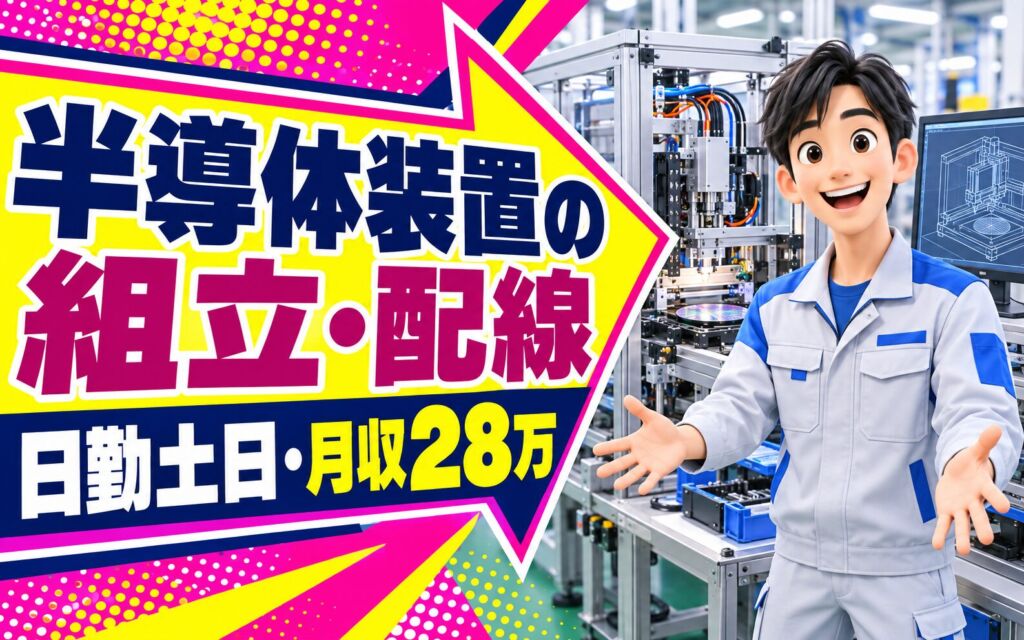 半導体/液晶パネル装置の組立・配線×大手装置メーカー！2D CAD図面使用／日勤土日・月収28万・京都伏見