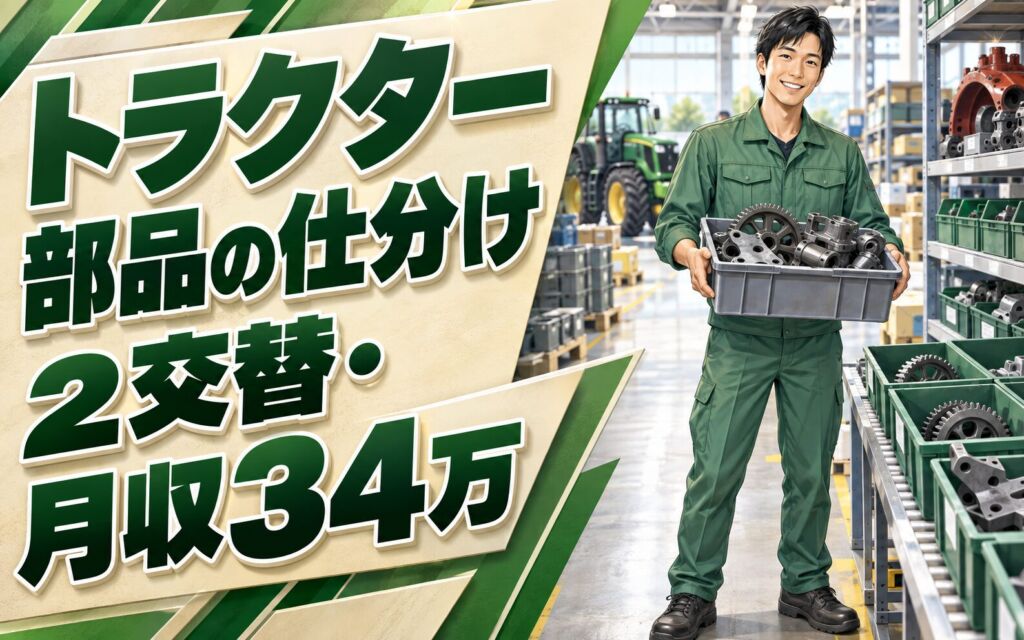 継続応援金最大110万×トラクター部品ピッキング/仕分け×大手機械！2交替・月収34万・堺