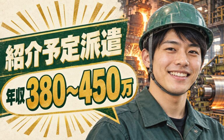 紹介予定×鉄スクラップ電気炉/圧延機械OP×大手製鋼メーカー！3交替・年収380-450万・岸和田