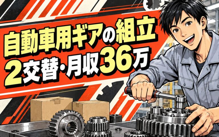 自動車用ギア組立×大手歯車メーカー！ボルト締め/外観検査/梱包／2交替・月収36万・大阪狭山