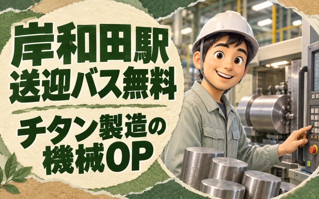 岸和田駅送迎バス無料×金属チタン製造機械OP×大手金属！3交替・月収30万・岸和田