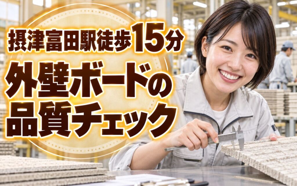 摂津富田駅徒歩15分×外壁ボード検査/品質チェック×大手建材！日勤土日休み・月収26万・高槻