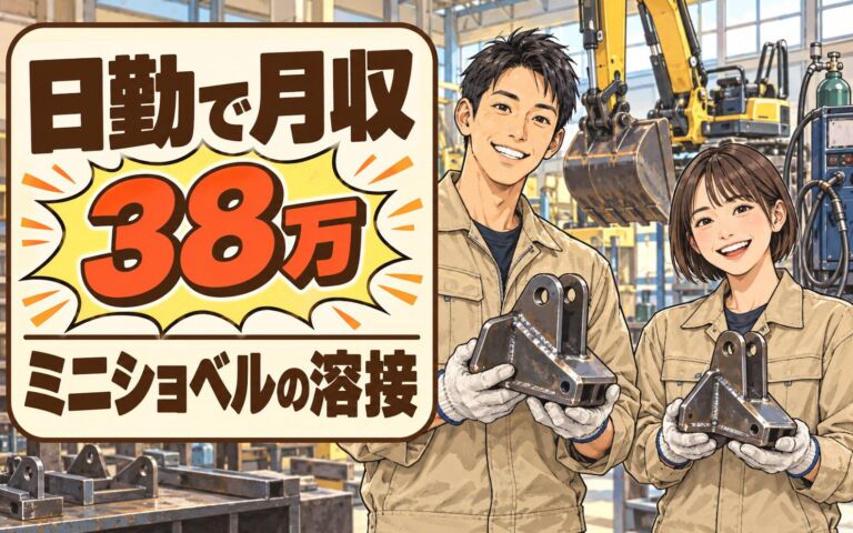 超高時給1820円+寮費補助3.25万×ミニショベル半自動溶接(日勤)×大手機械！月収38万・枚方