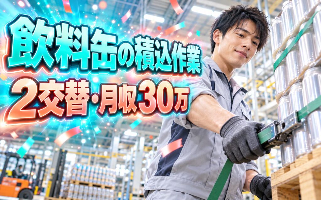 飲料用缶パレット積込/PPバンド固定機械オペレーター×大手容器！2交替・月収30万・茨木