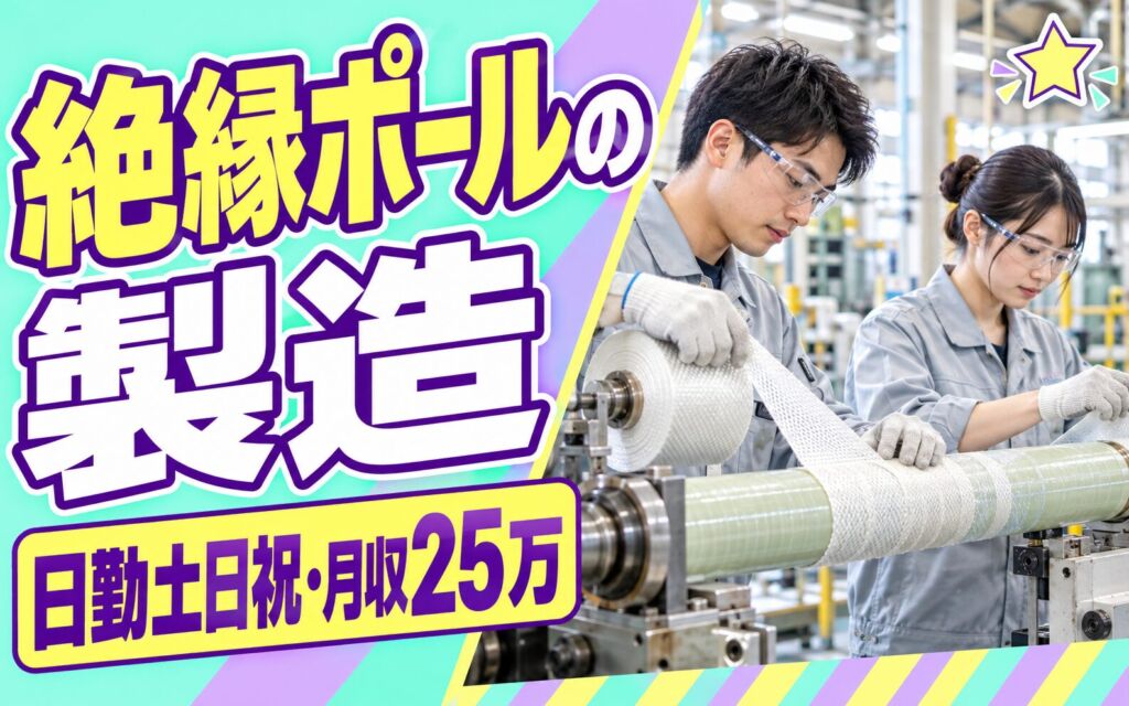 JR徳庵駅徒歩10分×FRP絶縁ポール製造×大手電機機器！クロス巻き／日勤土日祝・月収25万・鶴見