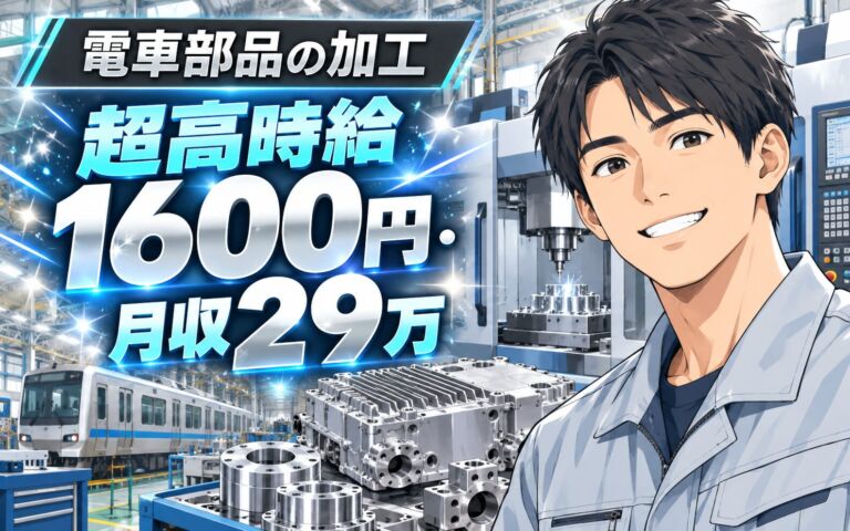 超高時給1600円×電車インバーター部品NC旋盤/マシニング×大手機械！日勤土日・月収29万・生野