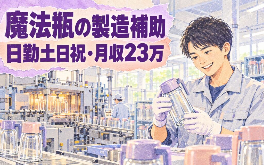 ガラス魔法瓶製造装置補助/検品×大手家電！日勤土日祝・月収23万・大阪西淀川