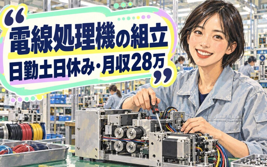 自動電線処理機組立(六角/スパナ/ドライバー)×大手機械！日勤土日休み・月収28万・宝塚