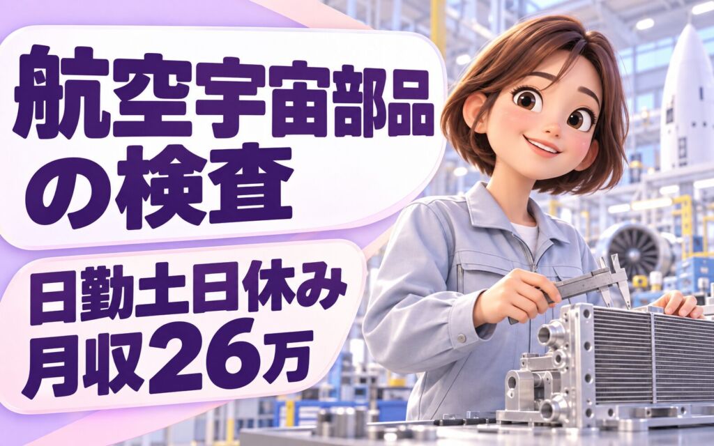 熱交換器/航空宇宙部品検査(Word/Excel)×大手機械！日勤土日休み・月収26万・尼崎