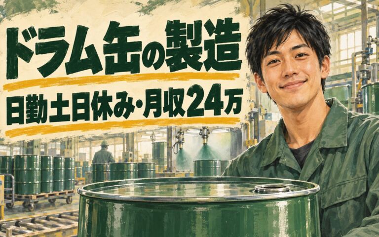 安治川口駅徒歩10分×ドラム缶製造(吹付/検査/転がし運搬)×大手金属！日勤土日休み・月収24万・此花