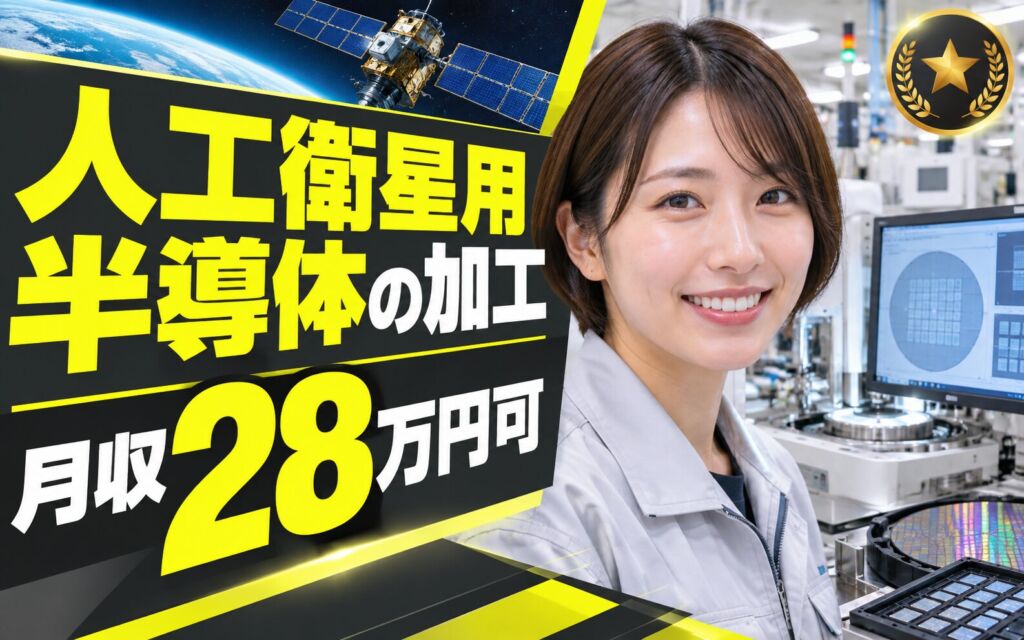 製造社員×賞与年2回×大手電子部品！人工衛星用半導体の加工・PC操作／月収28万円可・伊丹市